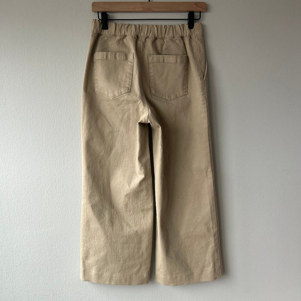 Oak + Fort Wide Leg Twill Pants Beige High Rise Size Small - Picture 5 of 11